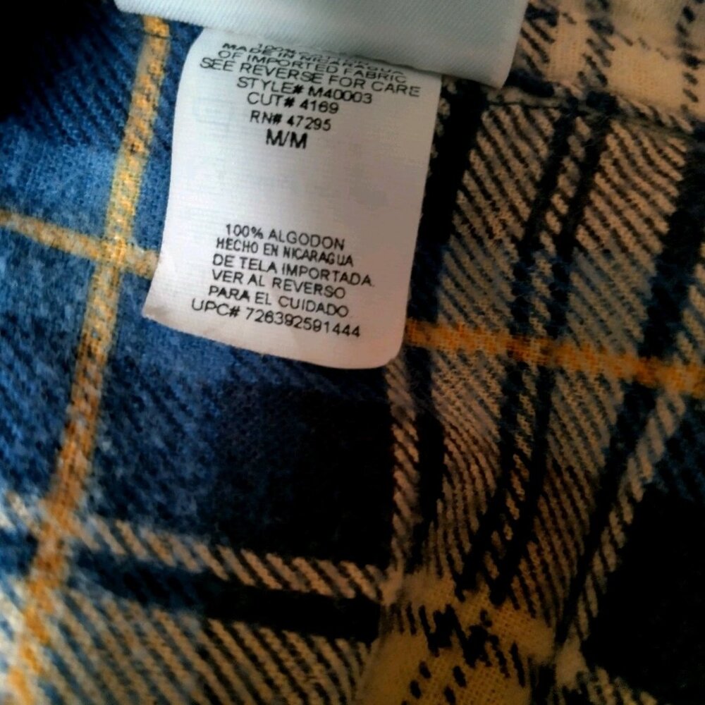 Vitage Ozark Trail Flannel Shirt Men Medium Blue Yellow Plaid Clssic Work Grunge - Picture 11 of 15